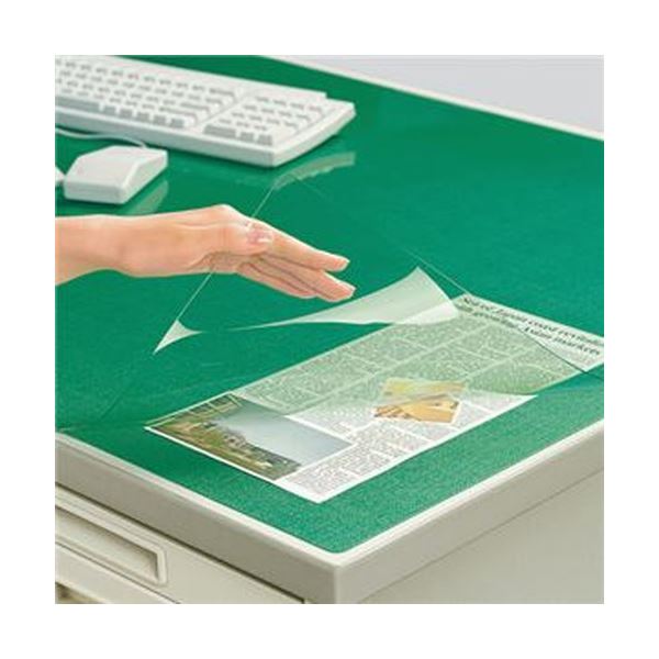 (まとめ)コクヨ デスク (テーブル 机) マット軟質(エコノミータイプ)ダブル(下敷付)6号 1047×622mm グリーン マ-1216Ng 1枚【×3セッ...