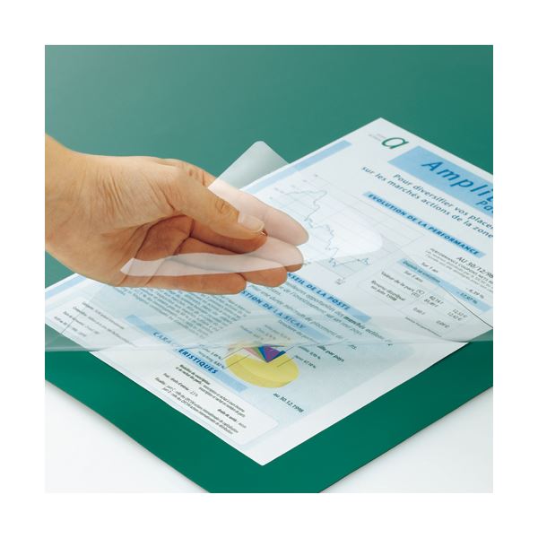 (まとめ) TANOSEE PVCデスク (テーブル 机) マット ダブル(下敷付) 600×450mm グリーン 1枚 【×10セット】 緑 オフィスワークを...