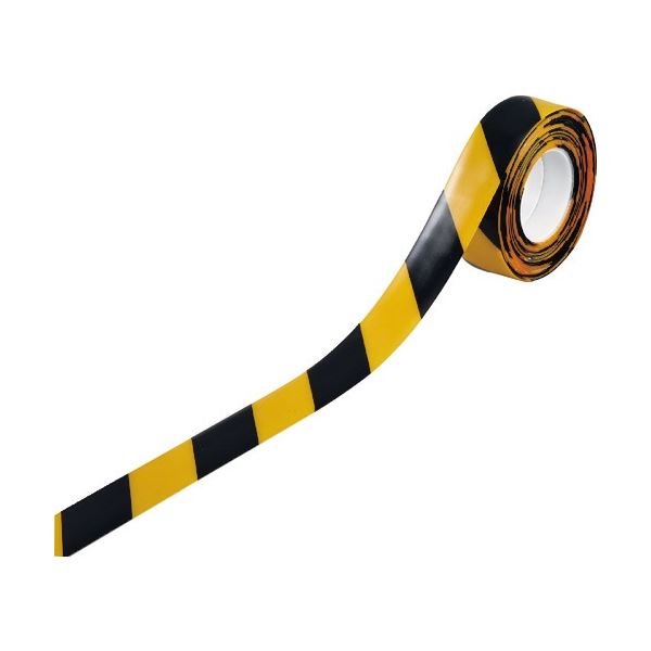 日本緑十字社 高耐久ラインテープ 黄/黒 50mm幅×10m 両端テーパー構造 屋内用 403077 1巻 耐久性抜群 ..