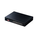 長距離伝送・ギガビット対応PoEスイッチングハブ(8ポート) LAN-GIGAPOE81 最長180mまで電力供給可能な長距離伝送モード搭載の電源内蔵スイッチン...