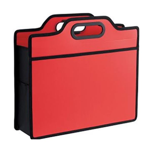 (まとめ)ライオン事務器 オフィス 事務用 キャリングバッグ(ビジカル)タテ330×ヨコ365×厚さ110mm レッド BK-353B 1セット(5個)【×3セ...