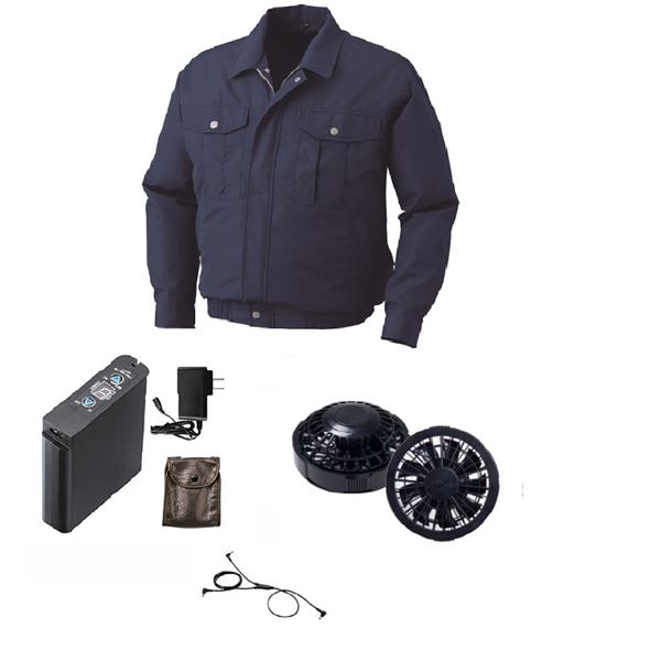 KU90540 空調服 R ポリエステル製長袖ワーク FAN2200B・RD9261・LIPRO2セット ダークブルー 5L 青 透湿..