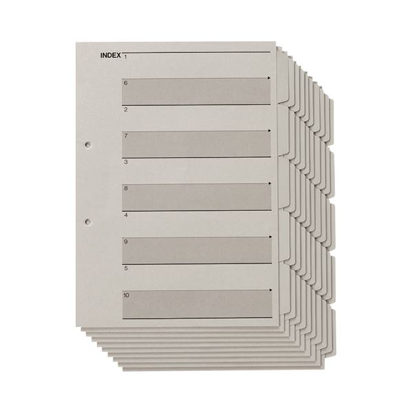 (まとめ) TANOSEE 見出しカード(エコノミータイプ) A4タテ 2穴 5山+扉紙 グレー 1パック(10組) 【×30セット】 スタイリッシュなデザイン...