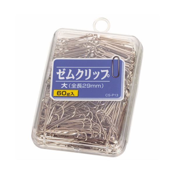 (まとめ) ライオン事務器 ゼムクリップ 大29mm 60g CS-P13 1箱 【×30セット】 持ち運びに便利なプラケース入り ライオン事務器のゼムクリップ...