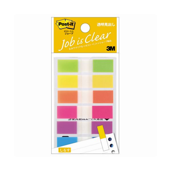 (まとめ) 3M ポスト・イット ジョーブ透明見出し 44×10mm パステルカラー6色 683NEH 1パック(6冊) 【×30セット】 透明でコピーに写らず...
