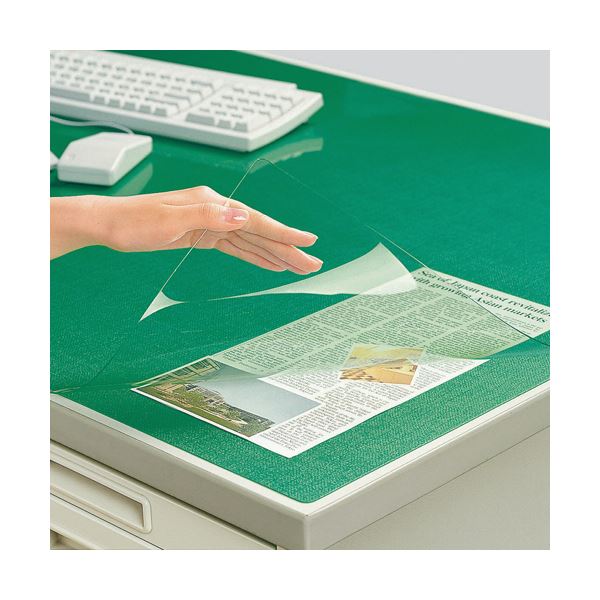 コクヨ デスク (テーブル 机) マット軟質(エコノミータイプ)ダブル(下敷付)6号 1047×622mm グリーン マ-1216Ng 1枚 緑 透明で柔軟な素...