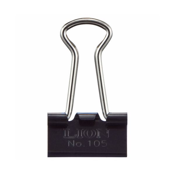 (まとめ) ライオン事務器 バインダークリップ 豆口幅13mm No.105 1箱(10個) 【×50セット】 スペース節約 折りたたみ可能なクリップ ライオン...