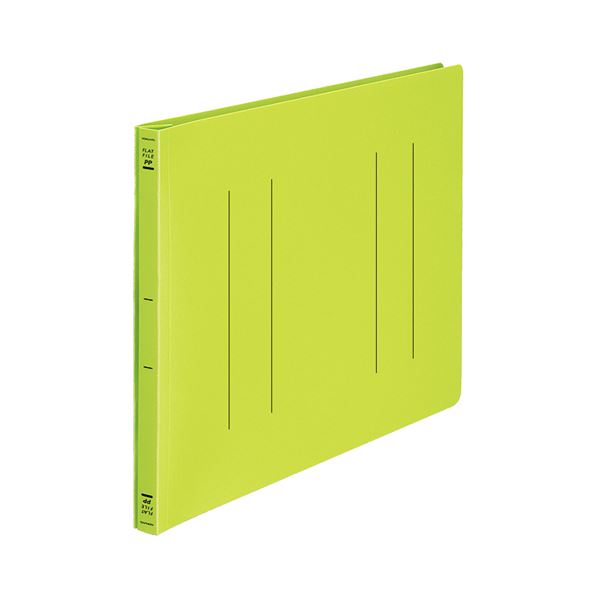 (まとめ) フラットファイル バインダー <PP> 発泡PP B4ヨコ 2穴 収容寸法15mm 黄緑 10冊 【×10セット】 ビビッドなカラーのB4サイズ発泡...