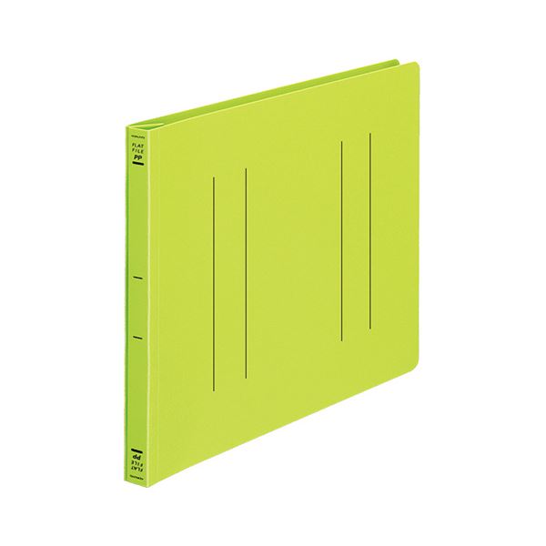(まとめ) フラットファイル バインダー <PP> 発泡PP A4ヨコ 2穴 収容寸法15mm 黄緑 10冊 【×10セット】 収納力抜群 A4サイズのフラット...