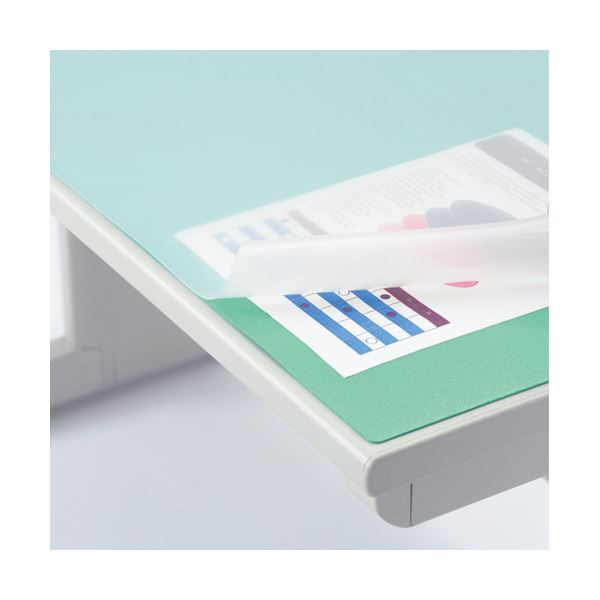 ライオン事務器 デスク (テーブル 机) マット再生オレフィン製 ノングレア仕上 ダブル(グリーンマット付) 1090×690×1.5mm No.117-PR1...