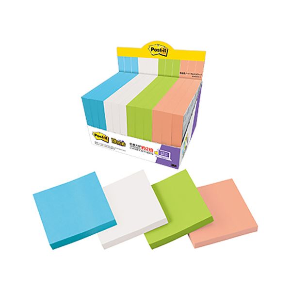 (まとめ)3M ポスト・イット 強粘着ノートマルチカラー4 75×75mm 4色 6541SS-MC-4 1パック(12冊)【×2セット】 メモを残すのに最適な...