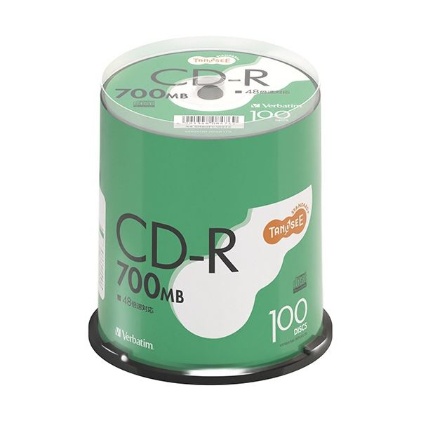 (まとめ) TANOSEE バーベイタム データ用CD-R 700MB 48倍速 ブランドシルバー スピンドルケース SR80FC100T2 1パック(100枚) 【×3セット】 データ保存に最適 高速・大容量 大型 シルバーの輝き パソコン PC データ用CD-R 700MB 48倍速 スピンドルケース100枚×3セット