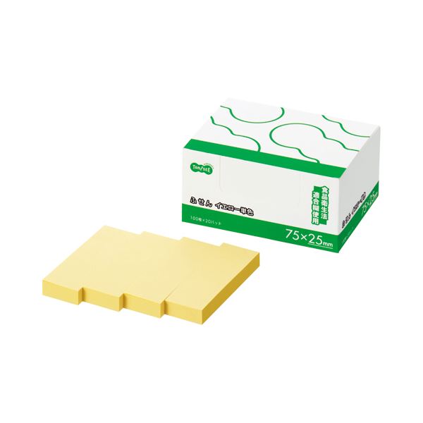 (まとめ) TANOSEE ふせん 75×25mm イエロー 1パック(20冊) 【×10セット】 黄 メモ・付箋・紙製品 付箋 通常粘着 (まとめ) TANO...