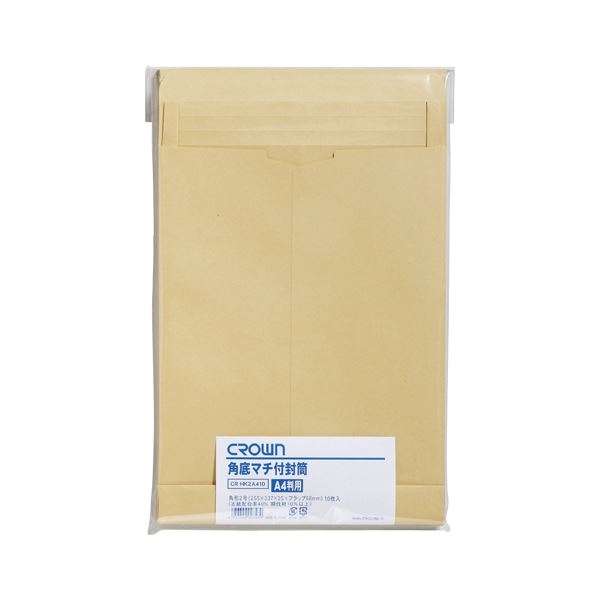 (まとめ) クラウン クラウン角底マチ付き封筒 角2 10枚【×50セット】 厚みも問題なし 角底マチで簡単封入 角2サイズのクラウン封筒、10枚×50セット