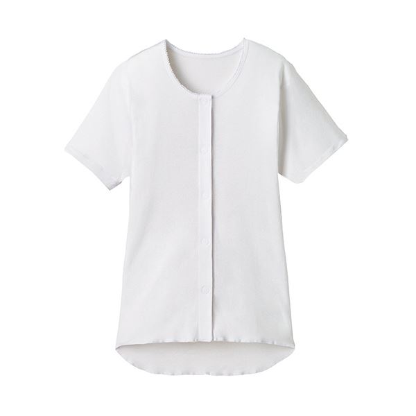 （まとめ）オオサキメディカル プラスハートワンタッチ肌着 前開き 半袖 婦人用 L ホワイト 74800 1枚【×2セット】 白 エレガントなデザインと快適な着心地を追求した、簡単着脱ワンタッチ肌着（まとめ）女性用Lサイズホワイト半袖 74800 1枚【×2セット】 白