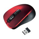静音ワイヤレスブルーLEDマウス(5ボタン) レッド MA-WBL15...(2)