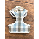 Pet Harness(ペットハーネス)リード付き M ライトブルー×チェック 青 ペットとのお散歩が楽しくなる リード付きペットハーネス Mサイズ ライトブル...