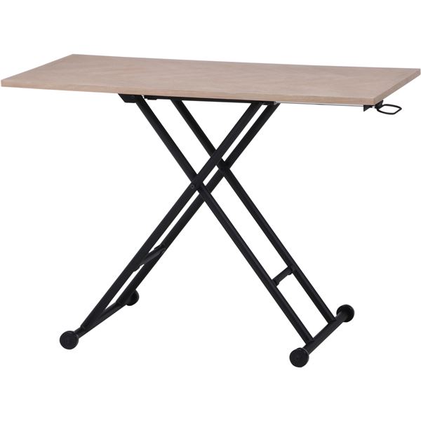 昇降式テーブル 机 センターテーブル 約幅1000〜1150×奥行550×高さ120〜700mm ホワイト キャスター付 移動可能 車輪付き き リビング 白 ...