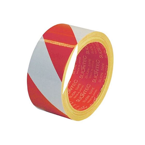 スリオンテック 危険表示用反射テープ 45mm×10m 赤/白 965101-RW-00-45X10 1巻 安全第一 暗闇でも目立..