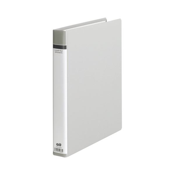 (まとめ) TANOSEE クリヤーファイル(貼り表紙) A4タテ 30穴 25ポケット付属 背幅42mm グレー 1セット(10冊) 【×5セット】 進化した...