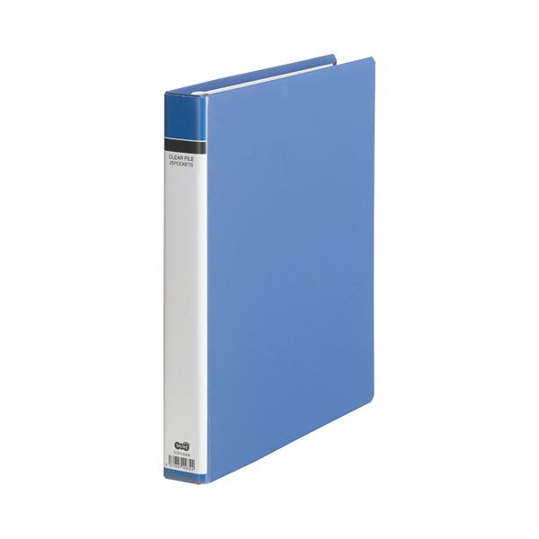 (まとめ) TANOSEE クリヤーファイル(貼り表紙) A4タテ 30穴 25ポケット付属 背幅42mm 青 1セット(10冊) 【×5セット】 進化したクリ...