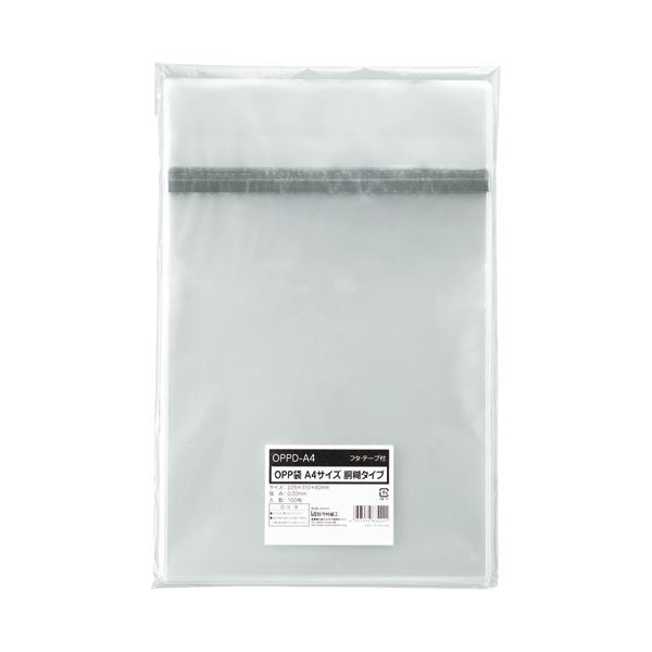 (まとめ) OPP袋 フタ・テープ付 胴糊タイプA4用 225×310+40mm 1パック(100枚) 【×30セット】 封入物にくっつかない 便利なテープ付き...