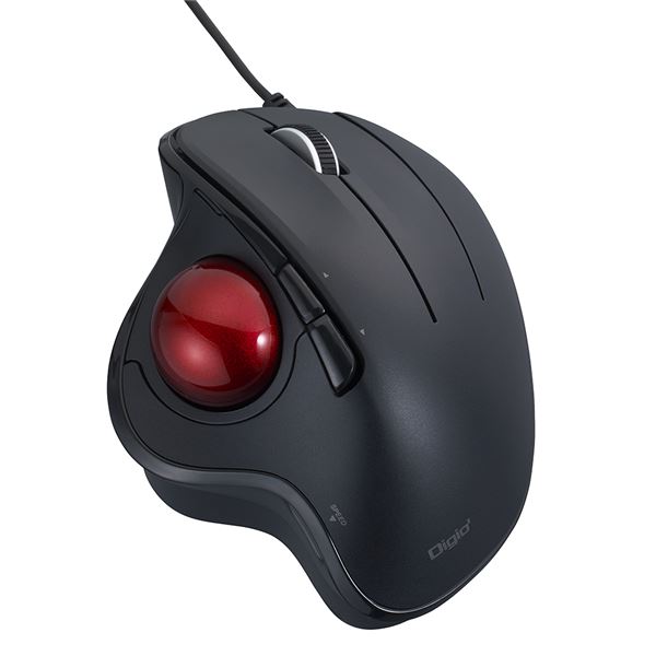Digio2 有線 角度可変親指トラックボール 5ボタン/光学式 ブラック MUS-TUIF181BK 黒 2つの角度で快適操作 革新的な親指トラックボール、角度調整可能な有線光学式トラックボール デザイン性抜群のブラックカラーで5つのボタン搭載 操作性と快適さを追求した最高のユーザー