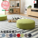 低反発 クッション/座布団 【丸型 (円形 ラウンド) 同色2個組 ブラウン】 直径48cm 日本製 国産 ボディ 洗える ウォッシャブル カバー付き 〔リビン...