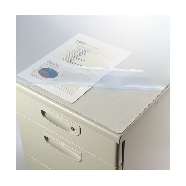 ライオン事務器 デスク (テーブル 机) マット再生オレフィン製 光沢仕上 ダブル(グレーフェルト付) 1090×690×1.5mm No.117-FRK1枚 ...