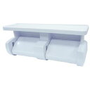 【6個セット】 トイレットペーパーホルダー 【棚付き (置き台 置き場付き) 2連型】 約幅33.6×奥行14.5×高さ10cm 〔店舗 お店 オフィス 事務用...