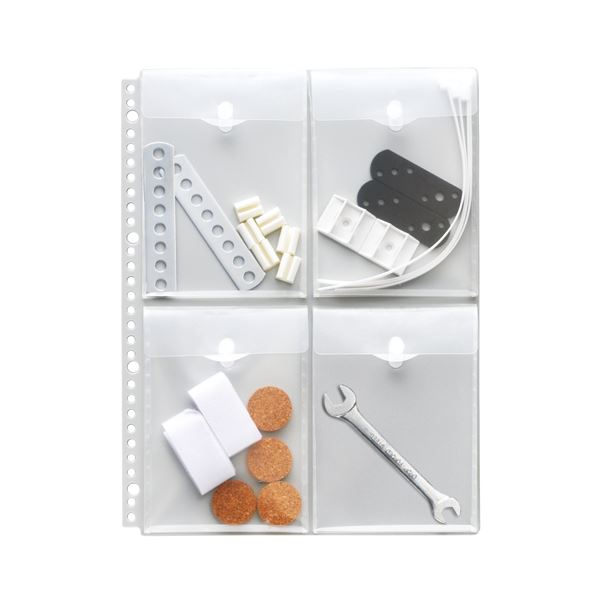 (まとめ) ライオン事務器 ポッケ de 整理A4タテ 2・4・30穴 片面4ポケット マチ・フタ付 NP-4M 1パック(2枚) 【×30セット】 収納の可能...