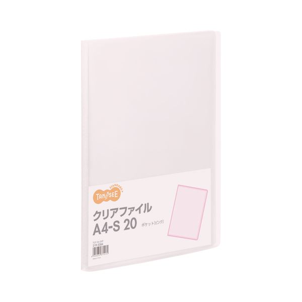 (まとめ) TANOSEE クリアファイル A4タテ 20ポケット 背幅14mm ピンク 1冊 【×100セット】 ピンクが映える 20ポケットのA4タテクリア...