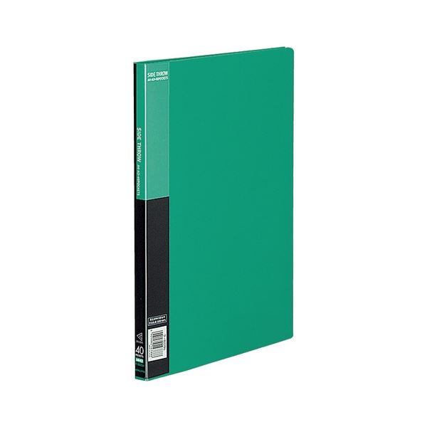 コクヨ クリヤーブック(ベーシック)固定式・サイドスロー A4タテ 40ポケット 背幅17mm 緑 ヨコ入れ ラ-..