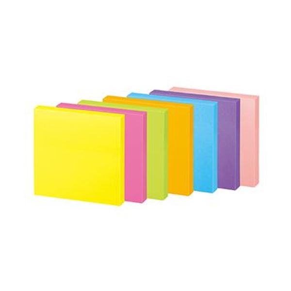 (まとめ)コクヨ 強粘着ふせんKK2L50×50mm ネオンカラー7色 K2メ-KN5050X10 1パック(10冊)【×10セット】 7色のネオンカラーで、仕...