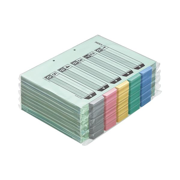 (まとめ)コクヨ カラー仕切カード(ファイル用・5山見出し) A4タテ 2穴 5色+扉紙 シキ-140 1パック(100組)【×3セット】 ファイル整理のプロが...
