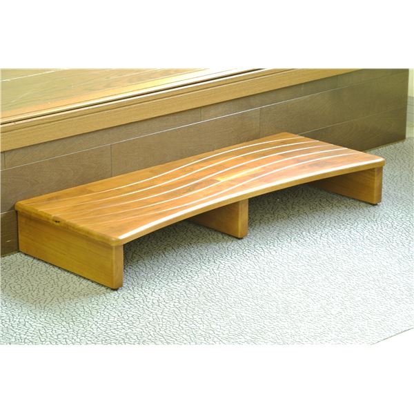 玄関床/玄関台 【幅:約90cm】 木製 アジャスター付き 靴整理 収納 可 ブラウン 【完成品】 茶 足腰の負担を軽減する木製ステップ台 広々90cm幅で玄関...