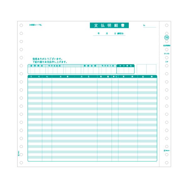 (まとめ)ヒサゴ 支払明細書 9_1/2×9インチ2P GB700 1箱(200セット)【×3セット】 進化したPC パソコン Aソフトに対応 使い勝手抜群の帳...