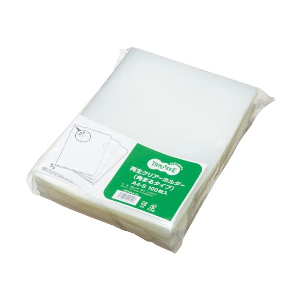 (まとめ)TANOSEE再生クリアホルダー(角まる) A4 厚さ0.2mm クリア 1セット(600枚:100枚×6パック)【×3セット】 使い勝手と環境に優し...