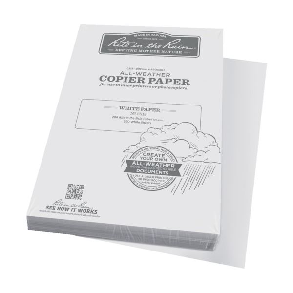 ライトインザレイン コピー用紙 A38518 1冊(200枚) 天候を超える進化紙 - どんな天候でも使える特殊コーティング紙 A38518 1冊(200枚)