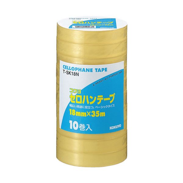 コクヨ セロハンテープ（大巻き工業用）18mm×35m T-SK18N 1セット（200巻：10巻×20パック） 大容量 大型 でシンプルなデザインの10巻入りテープ 大量使用に最適なコクヨのセロハンテープ（大巻き工業用）18mm×35m 1セットで200巻も手に入る 使い勝手抜群の便利アイテム