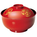 4.5寸 ゆり型雑煮椀/お椀 【朱内黒四君子 TA】 直径133×高さ97(68)mm 日本製 国産 食洗機対応 〔和食 レストラン 店舗 お店〕 飲食店で使え...