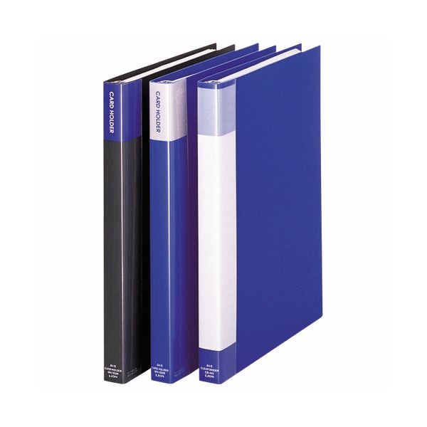 (まとめ) ライオン事務器 名刺ホルダーサイドインタイプ A4タテ 30穴 300枚 ブルー MH-300R 1冊 【×10セット】 青 収納しやすい両面ポケッ...