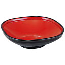 6.5寸 角ふる里鉢/和食器 【黒内朱 A】 194mm×194mm×58mm 日本製 国産 〔和食 レストラン 店舗 お店〕 和の風情漂う飲食店にふさわしい、...