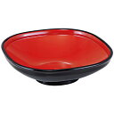 7.5寸 角ふる里鉢/和食器 【黒内朱 A】 230mm×230mm×68mm 日本製 国産 〔和食 レストラン 店舗 お店〕 日本の飲食店で愛される、国産食器...