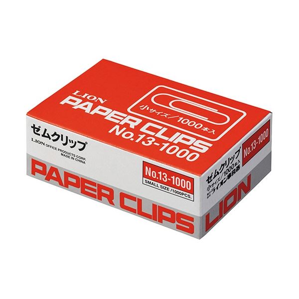(まとめ) ライオン事務器 ゼムクリップ 小 23mm No.13-1000 1箱(1000本) 【×10セット】 書類整理の必須アイテム 驚異の1000本セッ...