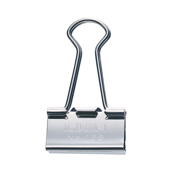 (まとめ) ライオン事務器 バインダークリップニッケルメッキ 大 口幅32mm No.155N 1箱(10個) 【×10セット】 シルバーの輝きが魅力のスタイリ...