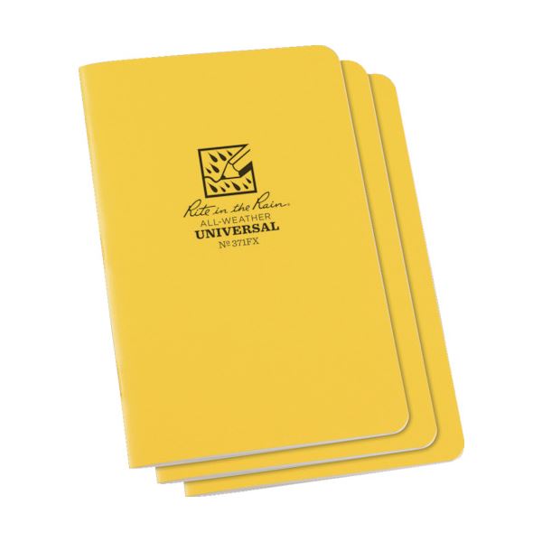 (まとめ) ライトインザレインステイプルノートブック(セット) ユニバーサル イエロー 371FX 1パック(3冊) 【×5セット】 黄 天候に関係なく使える ...