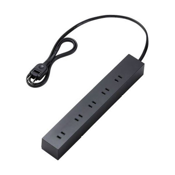 (まとめ) 回転脚付上面5口+側面5口タップ 1.0m ブラック T-KF04-21010BK 1個 【×3セット】 黒 多機能で..