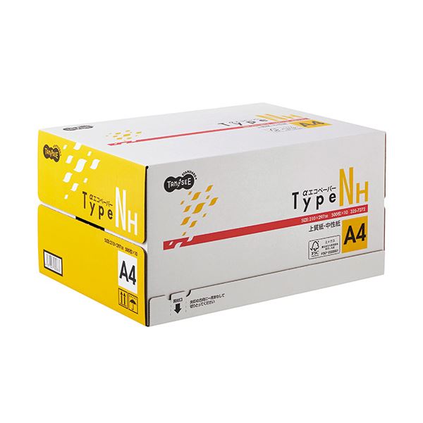 （まとめ）TANOSEE αエコペーパータイプNH A4 1箱(5000枚:500枚×10冊) 【×2セット】 自然な白さで目に優しい、国産 日本製 PPC パソコン 用紙の新定番 TANOSEE αエコペーパータイプNH A4 1箱(5000枚:500枚×10冊)【×2セット】