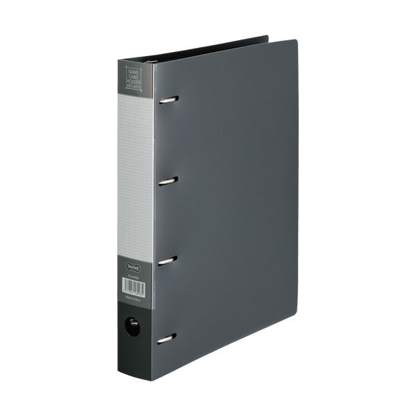 (まとめ) TANOSEE 名刺ホルダー 差替式A4タテ 4穴 600名用 ヨコ入れ ブラック 1冊 【×10セット】 黒 使..